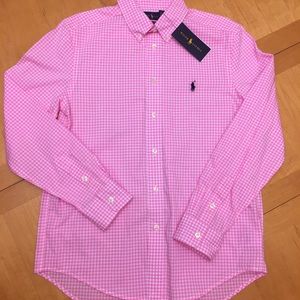 NWT Boys Ralph Lauren Checked Dress Shirt L 14/16
